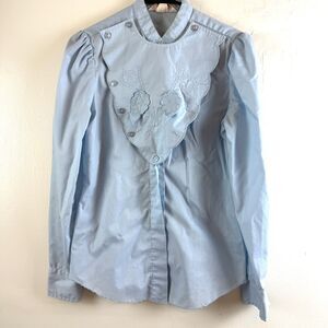 Vintage H BAR C California Frontier Ranchwear Long Sleeve Bib Shirt Womens Sz 34